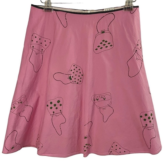 Lapis A-Line Pink Skirt with Whimsical Purse Pattern Full and Lined Size Large - Picture 1 of 11